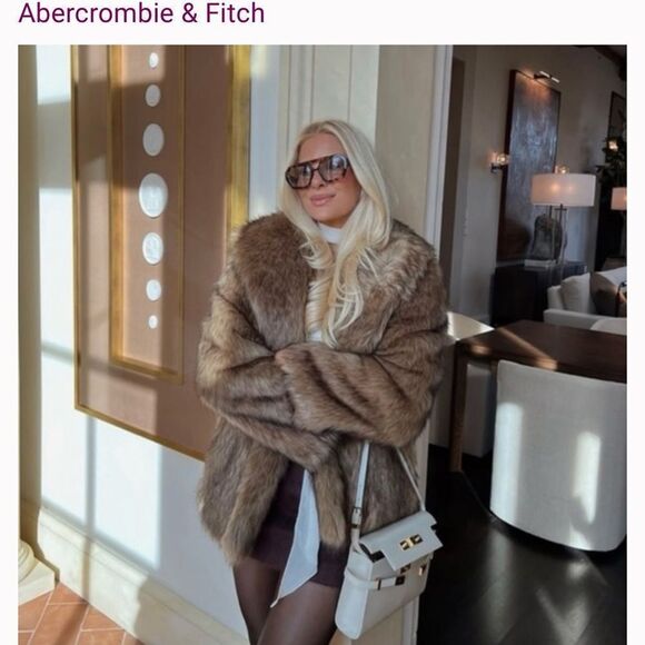 🔥 Abercrombie and fish Shawl Collar Faux Fur Coat Sz XXS new - Picture 3 of 9